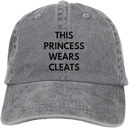 This Princess Wears Cleats Adjustable Washed Cap Cowboy Baseball Hat Ash