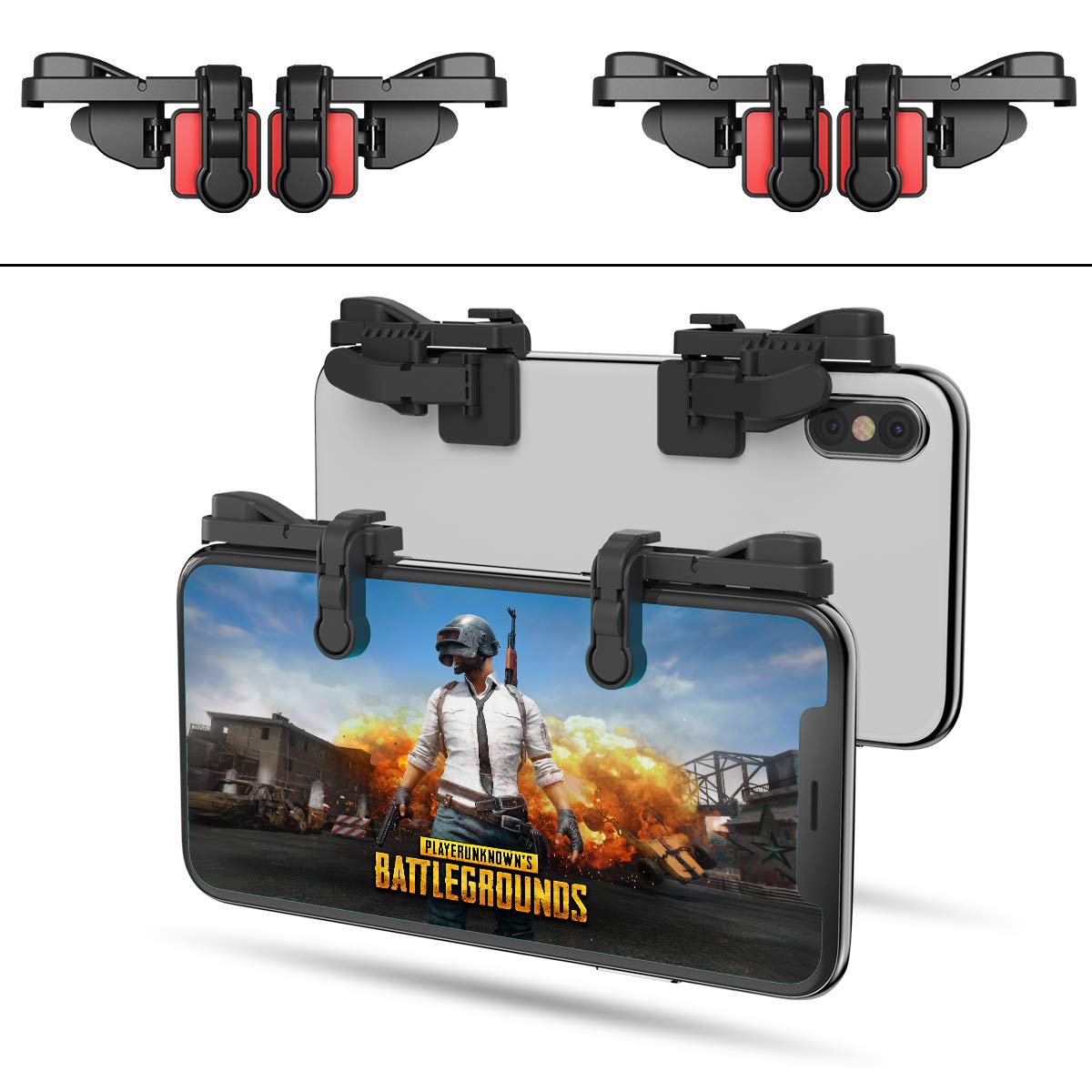 2 Pairs: Mobile Mobile Game Controller Portable Gaming Gamepad for PUBG Mobile/Fortnitee Mobile/Call of Duty (COD) Mobile, for iPhone/Android, IFYOO Z108 Fire Shooter Buttons Handle L1 R1 Triggers