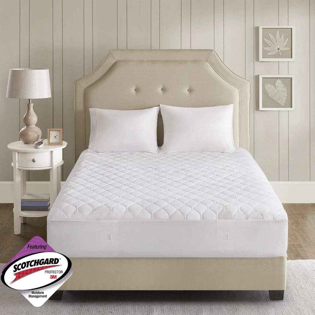 Beautyrest 3M Scotchgard Heated Mattress-Pad Secure Comfort Technology-Luxury Quilted Electric Deep Pocket-5-Setting Controllers, Twin XL, White: Home & Kitchen