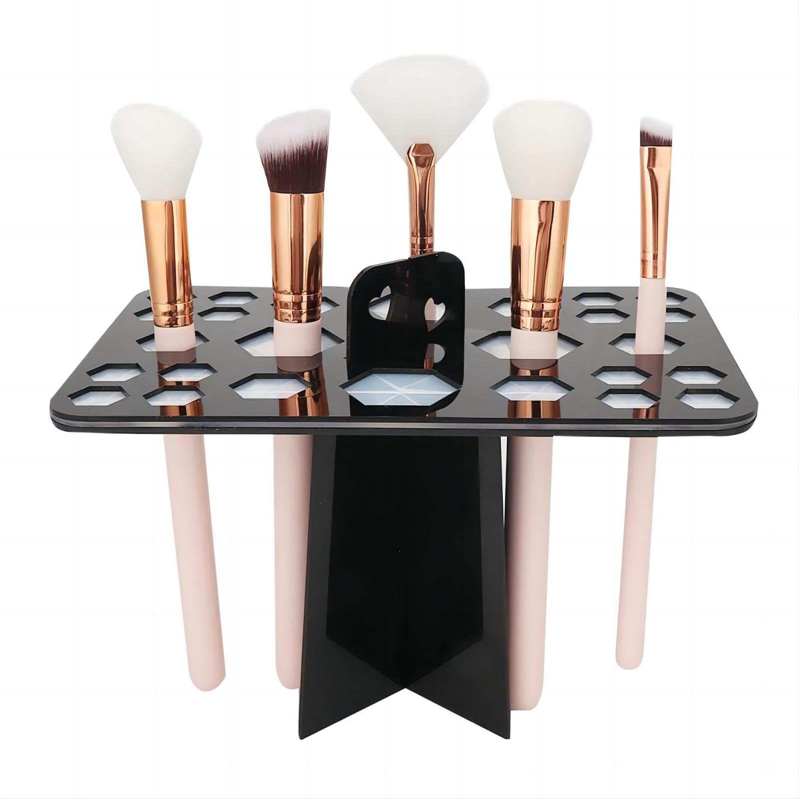 VIFER Makeup Brush Holder, 26 Holes Cosmetic Brush Drying Rack Makeup Brush Organizer Foldable Brush Holder Black