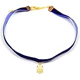 Gold Tryzub Necklace, Handmade Blue and Yellow Choker, Blue Velvet Ribbon Chokers, Pray for Ukraine Jewelry, Ukrainian Emblem Jewelry, Tryzub Trident Pendant, Gift from Ukraine, Ukrainian Sellers