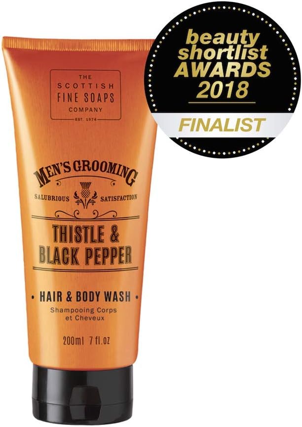 Scottish Fine Soaps, Thistle & Black Pepper Hair & Body Wash, Purifying Milk Thistle Extract, Woody, Amber Fragrance