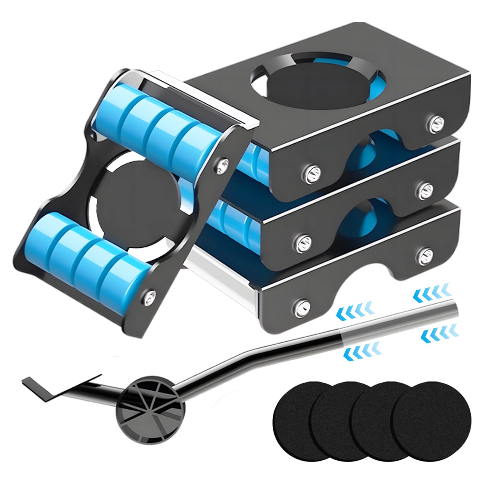 Furniture Transport Roller Set, Ruspela Heavy Duty Appliance Sliders 360° Rotating Lifter Mover for Sofa Bed Cabinet Fridge and Washer 350kg Max Load Capacity 4 Sliders with 8 Wheels Each