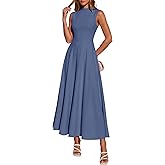 BTFBM Summer Dresses for Women 2026 Mock Neck Sleeveless High Waist Flowy Aline Maxi Spring Wedding Guest Dress Cocktail