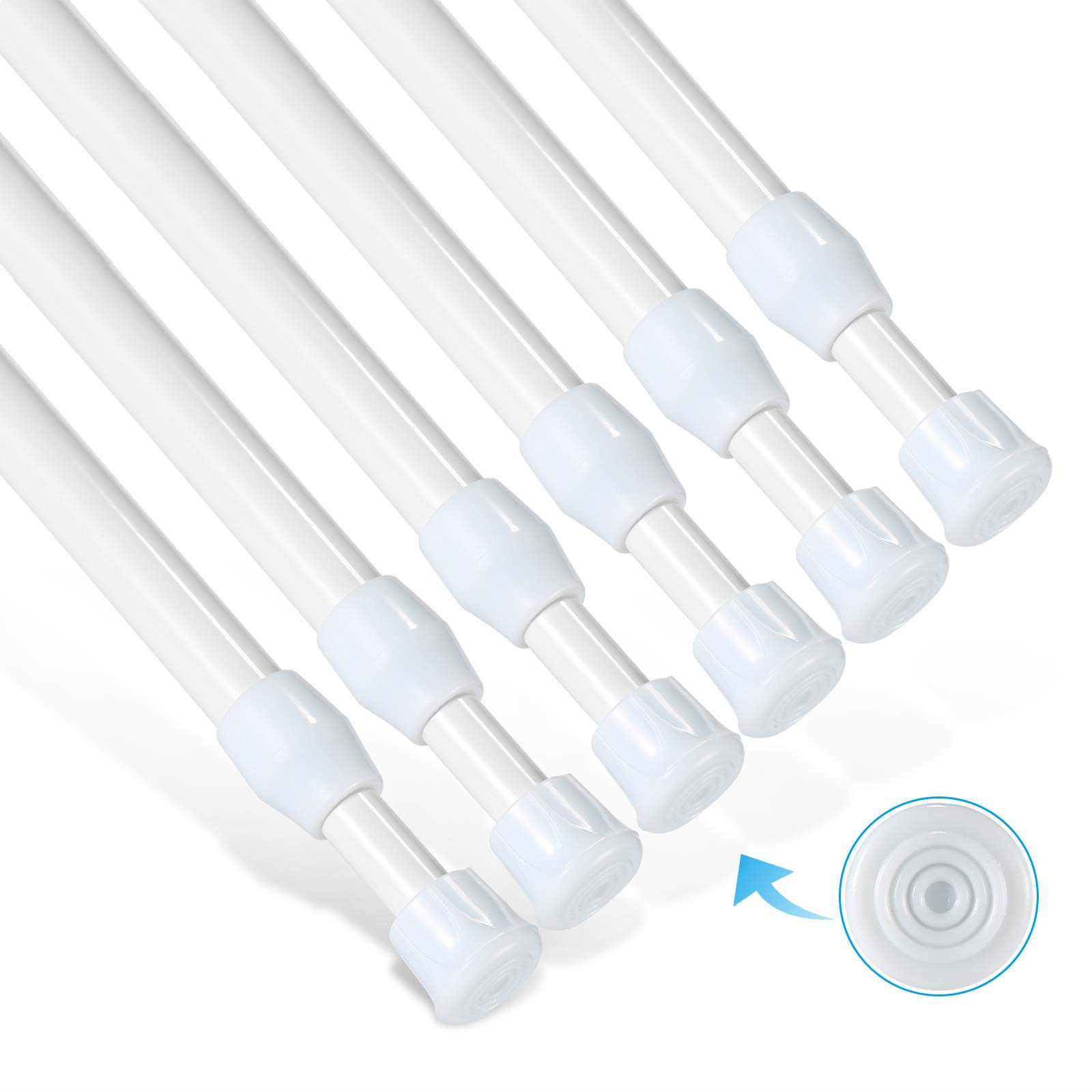 6Pcs Tension Rod, Goowin 70-120cm/28-48 inch Tension Rods for Windows, No Drilling Rustproof Spring Adjustable Tension Curtain Rod for Doors, Windows, Wardrobe Bars, Drying Support Rods (White)