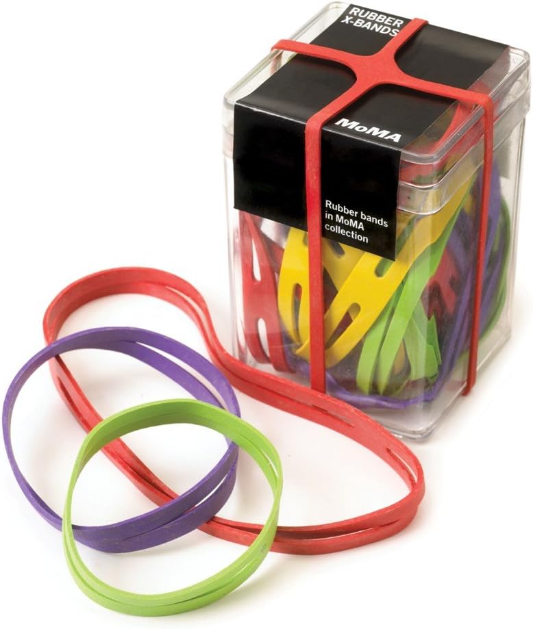 MoMA XShaped Rubber Bands Assorted Colors and Sizes, Set of 16 Amazon