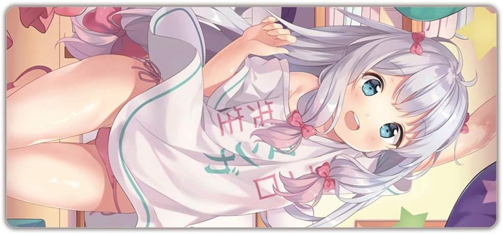 ARTF Coworker Gift Mouse Pad Mat Boss Gift School Loli Girls Desk Dorm Decor Long Non-Slip Rubber Stitched Edges for Laptop and Desktop Anime Cartoon Cute Office Supplies Stationery Accessories