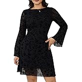 MakeMeChic Women's Plus Size Cocktail Dress Summer Leopard Print Dress Party Bell Sleeve Y2K Backless Going Out Mini Dresses