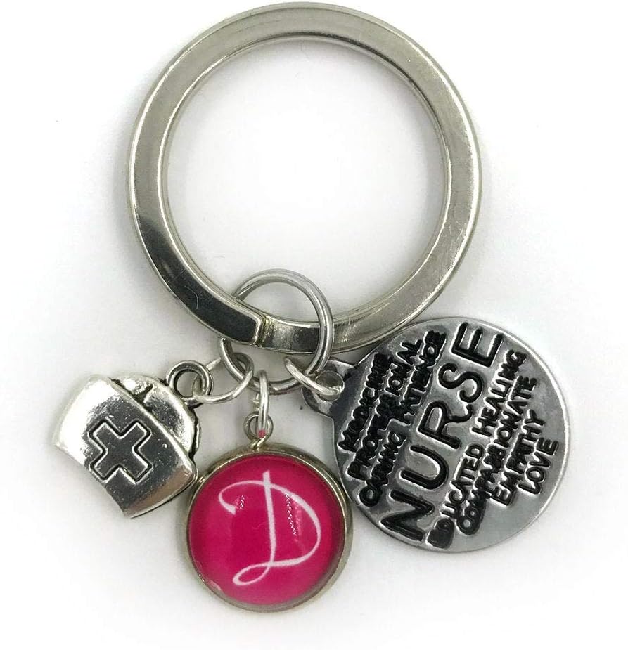 Personalised Nurses Charm Keychain| Custom Keychain|Nurse Charm|Personalized Gift|Nurse Keyring|Initial Keychain|Customized Keychain|mongram
