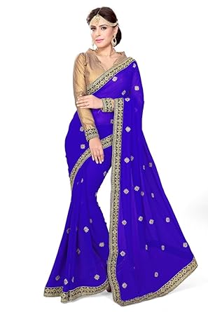 Mirchi Fashion Damen Indian Saree Partei-Abnutzungs Kleid mit Ungesteckt Oberteil/Top Sari