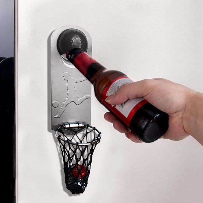 Basketball Bottle Opener with Cap Collector Catcher