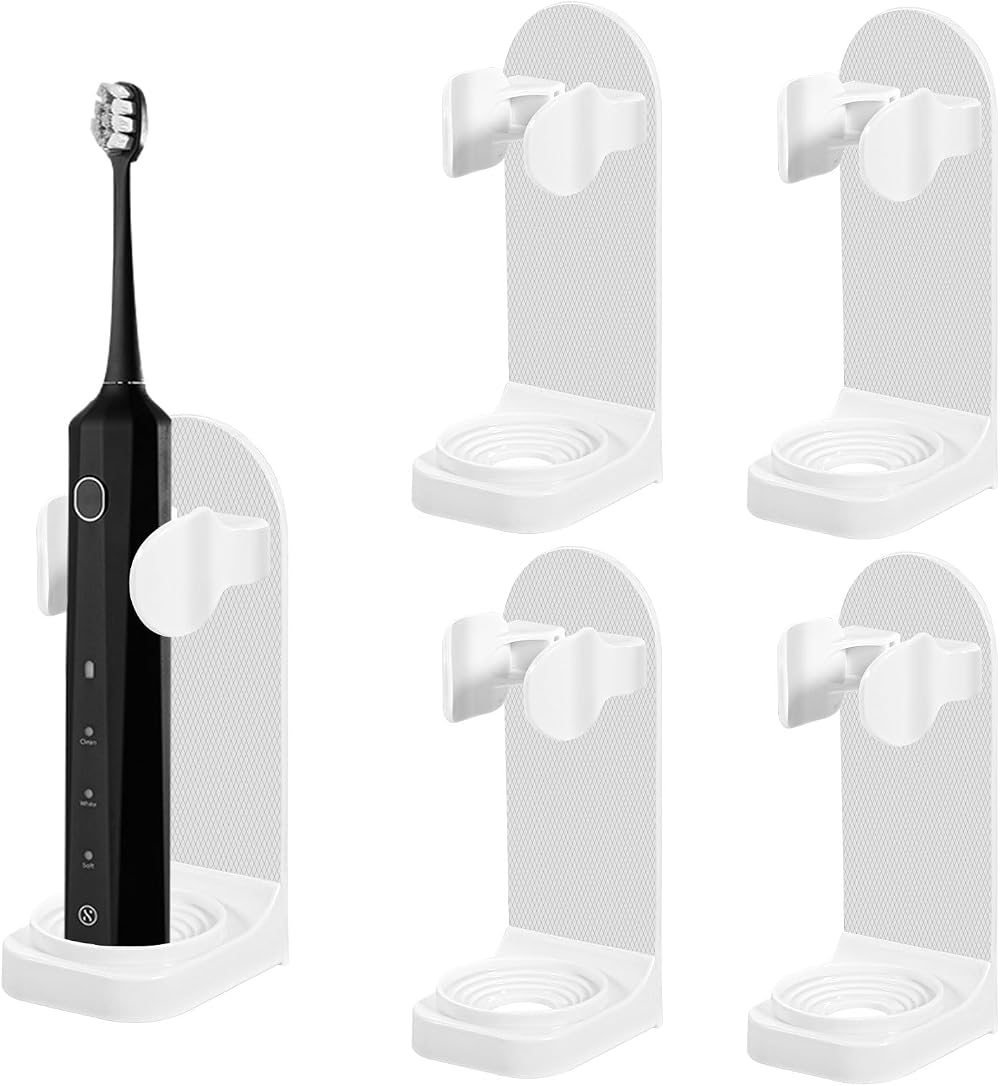 Lanjue 4 Pack Electric Toothbrush Holder, Self-Adhesive Wall Mounted