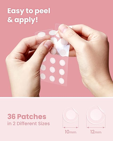GLAM UP HYDROCOLLOID BLEMISH PIMPLE ZIT PATCHES – INVISIBLE ULTRA THIN SPOT COVER STICKERS FOR FACE AND SKIN, STRONG WATER-PROOF AND ADHESIVE OVERNIGHT, VEGAN-FRIENDLY (36 COUNT / 2 SIZES)