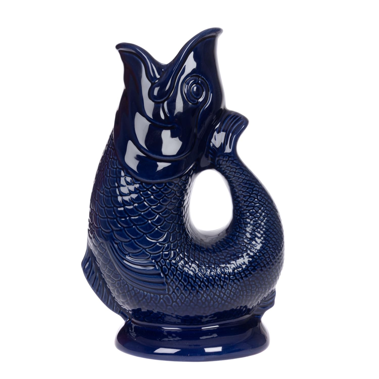 Gurgly Iconic Cobalt Blue Glug Jug Large 28cm 1.4L – Fish Water Jug, Decorative Fish Vase, Ornament, Carafe