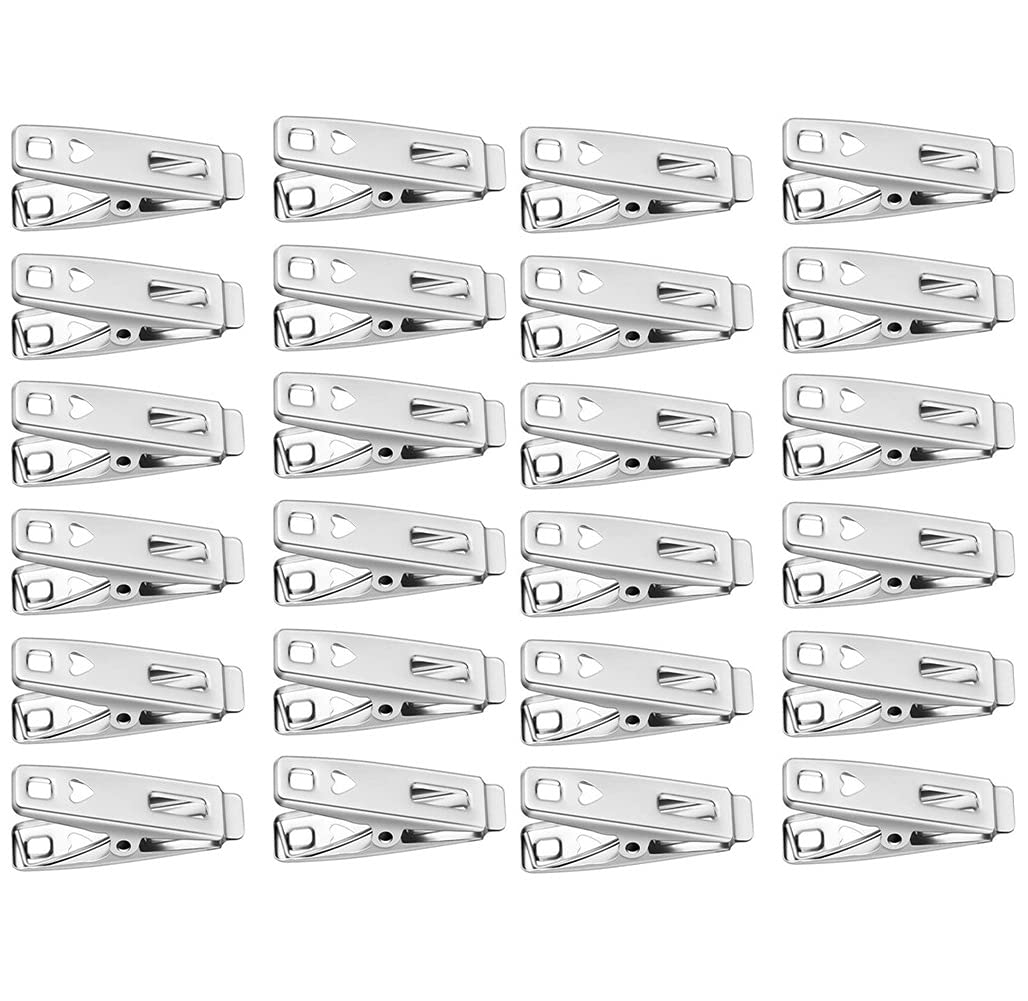 LATRAT 60 Pieces Stainless Steel Mini Heart Pegs Small Clothes Pegs for Multi-Purpose Clothes Towel Clothes Socks Snack Clip