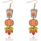 Skyfun Fall Earrings Crystal Maple Leaf Earring for Women Orange Autumn Maple Leaves Thanksgiving Earrings Drop Dangle Statement Prom Party Jewelry Accessories