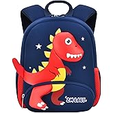 Bansusu Dinosaur Anti-lost Backpack for Boys Kindergarten Preschool Bookbag with Safety Leash, Toddler Boys Backpack Daycare Bag, B-Dark-blue+Red