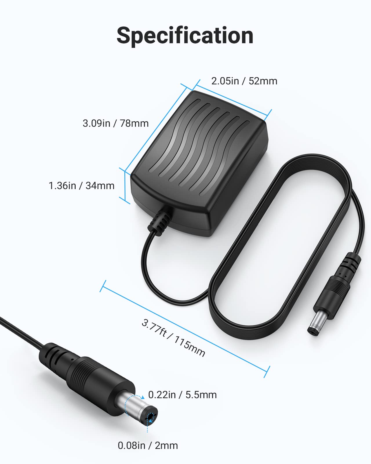 ANNKE 12V2A CCTV Camera Power Supply with DC Connector for DVR Security Camera System