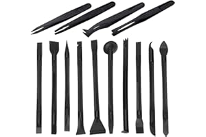 SRXAMZUS Putty 10-Pack Plastic Scraper + Anti-static Tweezers - Cleaning Pen-Shaped Tool for Tight Spaces