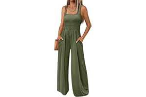 AUTOMET Womens Jumpsuits Casual Jumpers Summer Rompers Sleeveless Loose High Waist Wide Leg Overalls with Pockets 2024