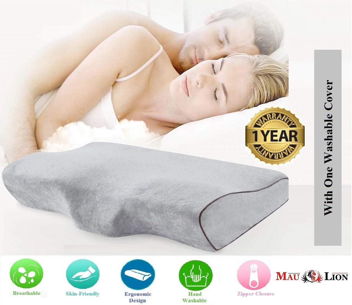 MAULION™ Memory Foam Pillow,Orthopedic Contour Pillow Support for Back,Stomach,Side Sleepers,Anti-Snoring Relief Neck…