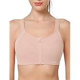 Yvette Adjustable Sports Bras for Women High Impact - Zip Front Sports Bra Plus Size Wireless for Running Workout