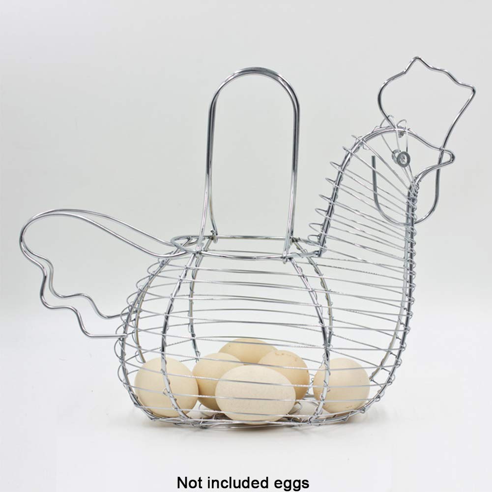 Cesto Metallico Portauova Rustico - Contenitore Per Uova Con Maniglia Per Fattoria E Cucina - Foto 2