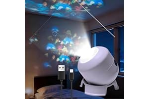 Dynamic Rotating LED Projector Light – 360° Ocean/Snowflake Night Light, USB Rechargeable & Dimmable for Bedroom Relaxation &