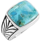 Turquoise Ring Sterling Silver 925 for Men Genuine Gemstones Size 9 to 13