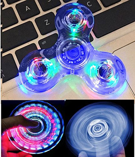 RushPanda Tri-Spinner EDC Fidget Toys, Multicolor High Speed Hand Spinner for Anxiety Relief ADHD Focus (LED Blue Spinner)