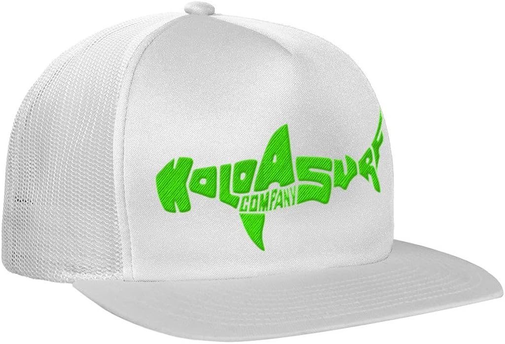 Koloa Shark(tm) Mesh Back Trucker Hat in White with Green Logo