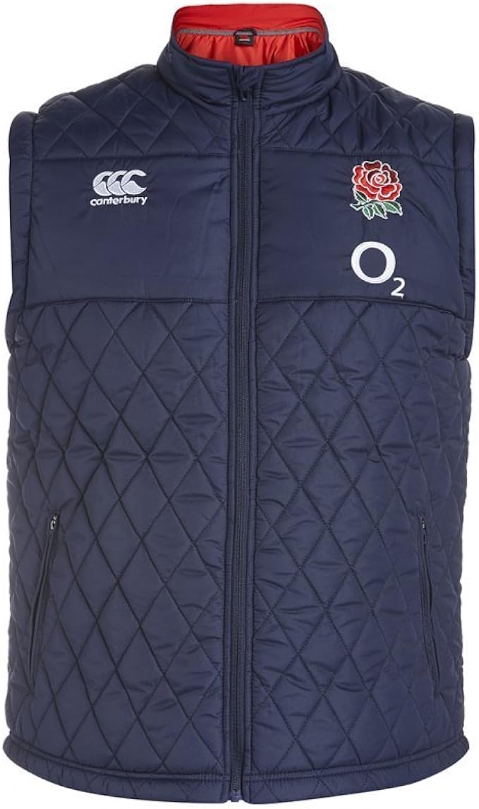 Canterbury Mens England Diamond Quilted Padded Rugby Gilet Bodywarmer
