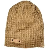 Men's Knit Beanie Baggy Hat Long Oversized Slouchy Skull Caps B101 (Khaki)
