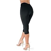 SATINA High Waisted Leggings for Women - 1-inch Waistband Yoga Pants in Capri and Full Length - One Size and One Size Plus