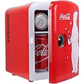 Coke Zero Mini Fridge - 6 Can Refrigerator for Bedroom Office, Portable Table Top Beverage Cooler, 12V 110V Refrigerador For Drinks, Soda, Wine Use In Car, Dorm, Outdoor, Patio on Fridge.com