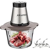 Akureo Kitchen in the Box Mini Food Processors, Electric Food Chopper with Meat Grinder & Vegetable Chopper - 2 Sets of Bi-Level Blades for Fruits/Meat/Nuts
