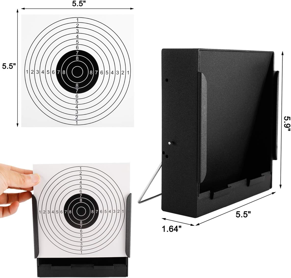 Metal Box BB Trap Target with 20 Shooting Paper Targets, Airsoft Pellet Trap Catcher, Mini BB Gun Target for Shooting Practice and Air Soft Gun Training (Black) : Sports & Outdoors