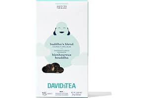 DAVIDsTEA Buddha��s Blend White Tea �C Medium Caffeine Tea Bags with Jasmine Pearls & White Hibiscus �C 15 Count �C Delicate & Fl