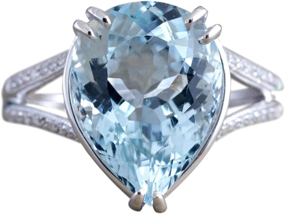 Lady's Fashion Rings Luxury Diamond Wedding Engagement Aquamarine Dripping Rings Jewelry for Women