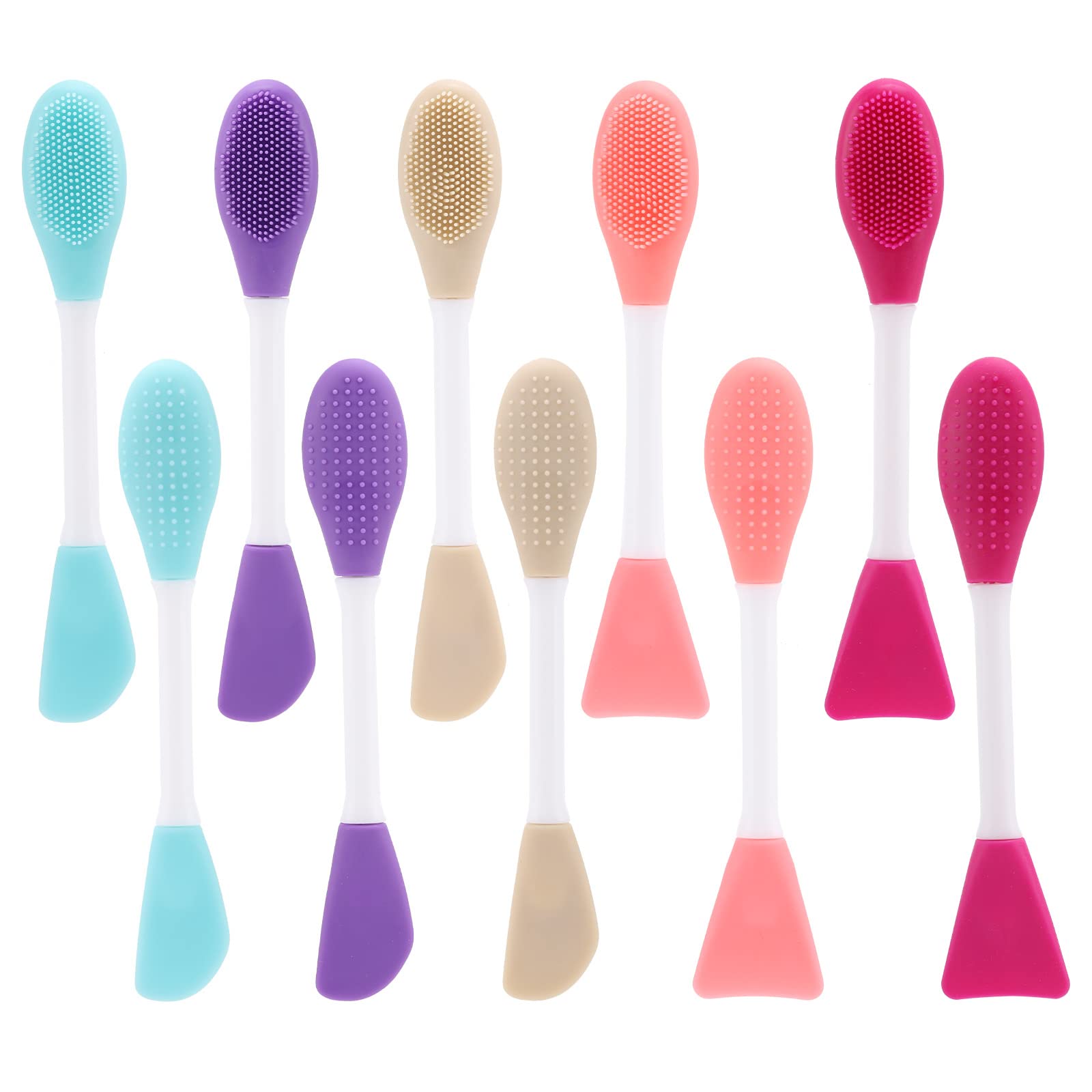 Photo 1 of 10 Pack Silicone Face Mask Applicator, 2 in 1 Double-Sided Facial Scrubber Brush Tool, Double-Head Manual Cleansing Brush for Deep Gentle Exfoliating