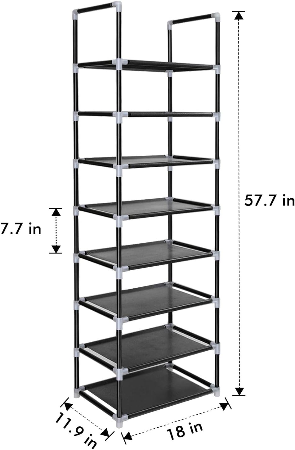 amazon shoes rack on Amazon Com Erone Shoe Rack Organizer 8 Tiers Stackable And Durable Shoe Shelf Storage 16 Pairs Metal Shoe Tower Space Saving 18 X 11 9 X 57 7 Black Home Improvement