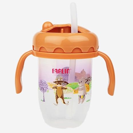 Farlin Baby JAIME Gulu Gulu BPA Free Sipper Cup/Straw Drinking Cup 9+ Month (240 ML)-Brown