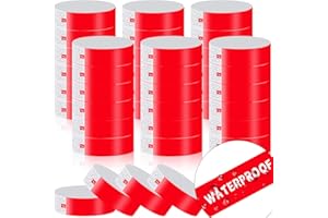 IDWRISTS 600 Count Paper Wristbands for Events Tearproof Wrist Bands Waterproof Arm Bands Neon Disposable Handbands Adhesive Bracelets for Party (Red)