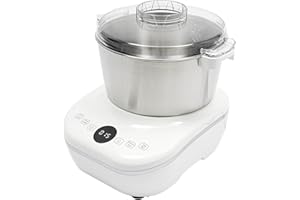 MELONGKAYLON Electric Dough Maker with Ferment Function 5L/4.5QT Dough Mixer Machine, Automatic Stainless Steel Flour Kneading Machine with Microcomputer Timer, Tabletop Split Design Dough Mixer (White)
