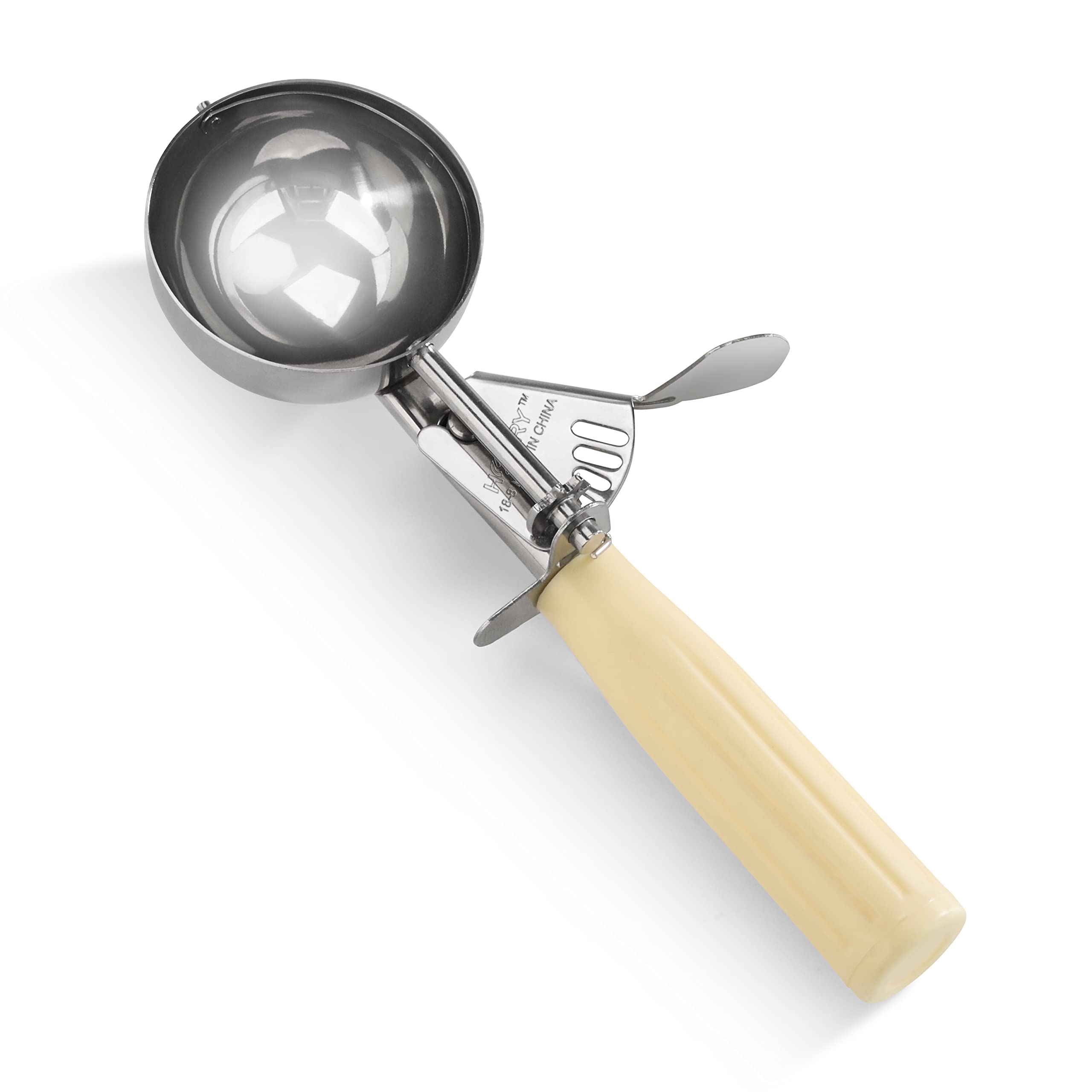 New Star Foodservice 34783 NSF Approved Stainless Steel Squeeze Ice Cream Disher, Ounce, Size 10, Ivory, 3.75-Oz