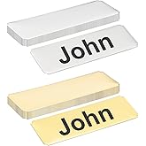 PATIKIL 3"x1" Stainless Steel Laser Engraved Mount Metal Name Plate, 20 Pack Self Adhesive Sign Personalized Custom Blank Plate for DIY Laser Printing, Notched Corner Silver/Gold