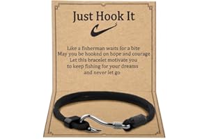 Encouragement Fishmen Gifts for Fishing Lover Fan Fish Hook a Inspirational Rope Bracelet Fishermen Angler Christmas Birthday