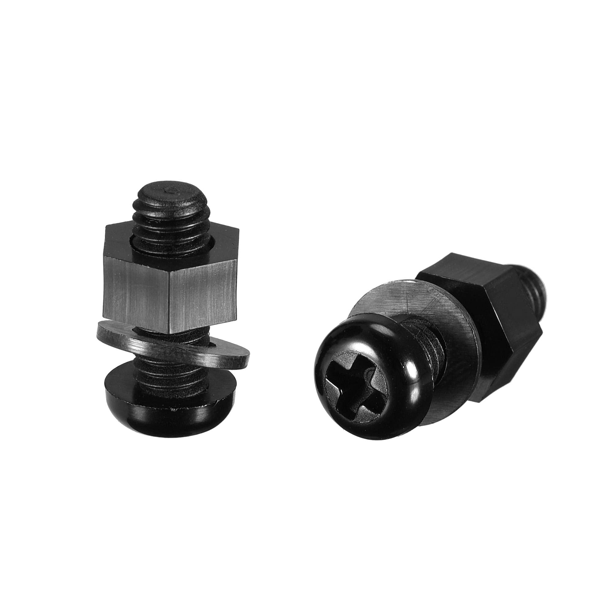 sourcing map Nylon Screw Nut Washer Assortment Kit, M6x15mm Round Head Machine Screw Bolt Nuts Flat Washers Black 20 Set