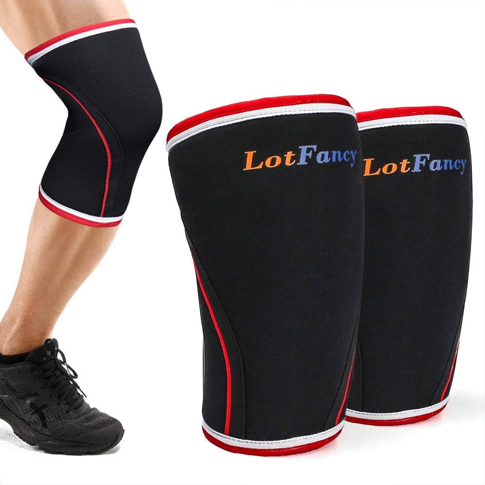 LotFancy 1 Pair Knee Sleeves Support & Compression for Weightlifting, Powerlifting & Cross Training WOD - 7mm Neoprene for The Best Squats - for Women Men (Small)