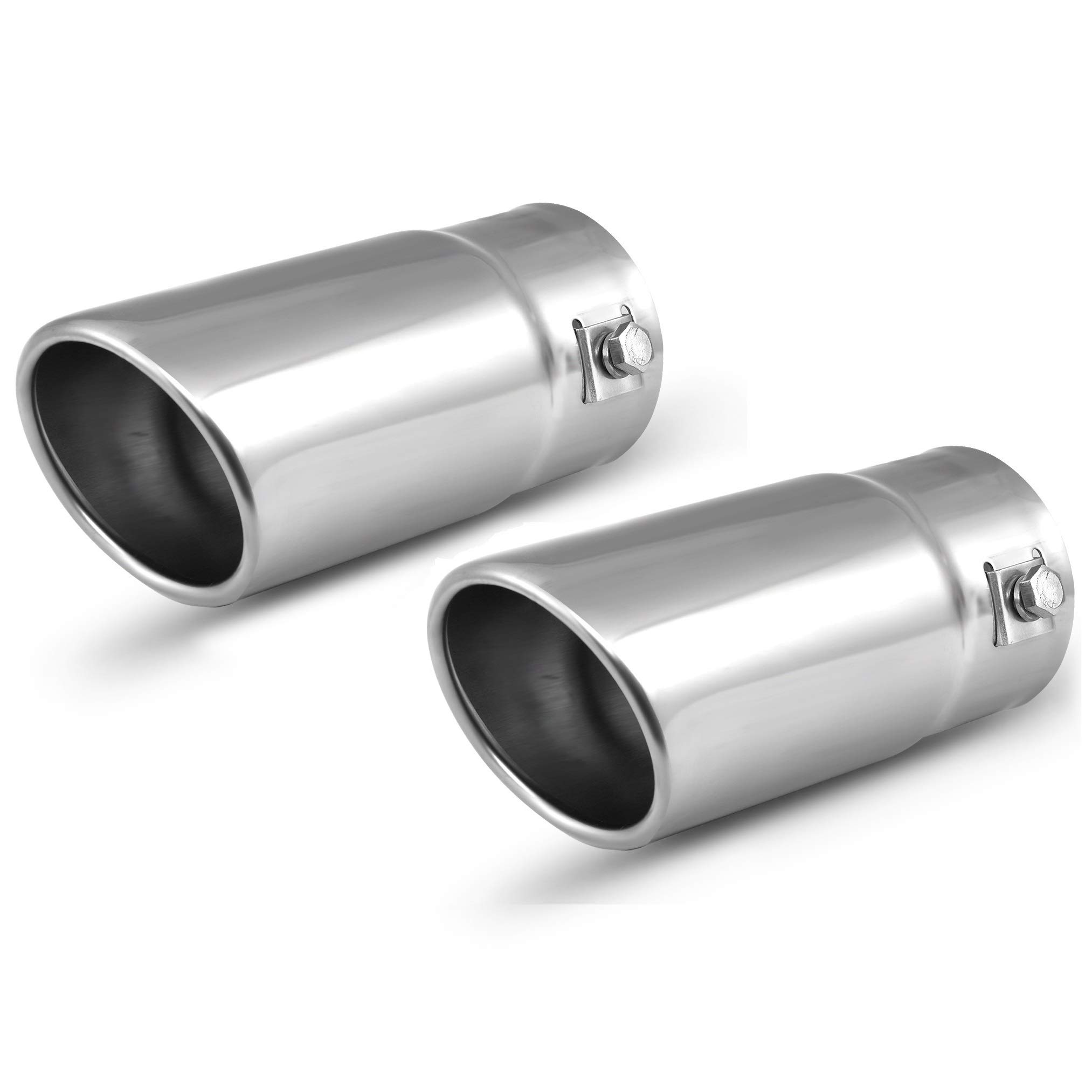 Photo 1 of Pack of 2 Exhaust tips - to Fit 1.5 to 2 Inch Exhaust Tail Pipe Diameter- Stainless Steel to give Chrome Effect - Car Muffler Tips